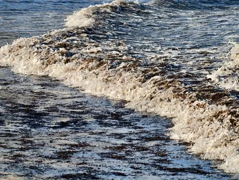 Seaside wave patterns, Seashore surf and ripple textures, Coastal wave motifs Stock Photos