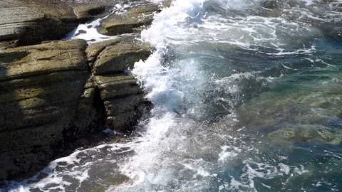 Seaside Waves and Rocks 2 Stock Footage 115330573