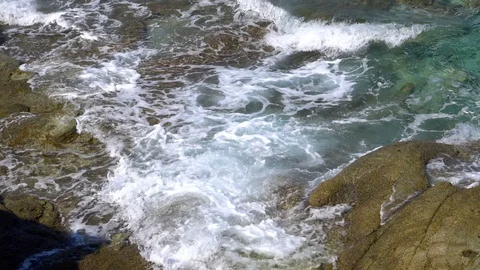 Seaside Waves and Rocks 4 Stock Footage 115332186
