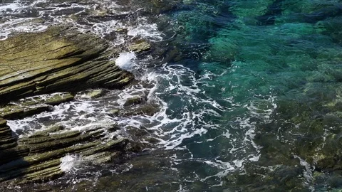 Seaside Waves and Rocks 5 Stock Footage 115323412
