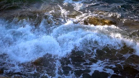 Seaside waves and rocks Stock Footage 92847285