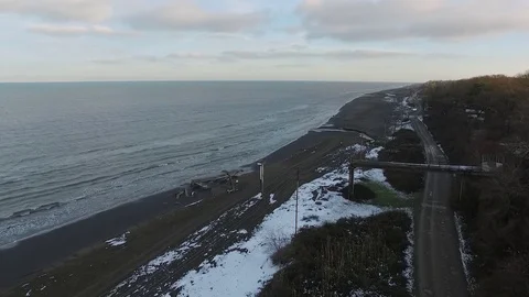 Seaside in winter time Stock Footage 85875856