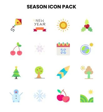 Season Flat Bundle Icons Pack Stock Illustration