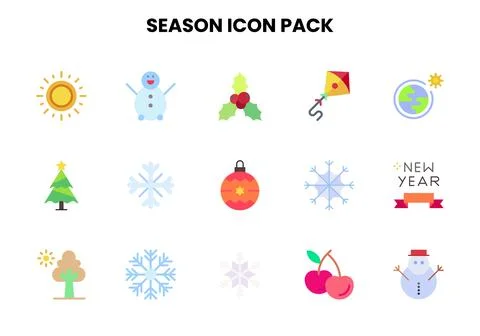 Season Flat Bundle Icons Pack Stock Illustration