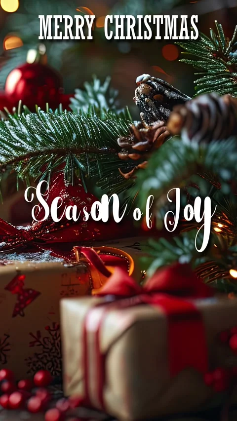 Season of Joy Modern Cursive Text Animation Happy Christmas Saying Stock Footage 292496531