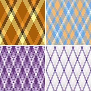 Seasonal argyle pattern set inspired by sunny vacations. Suitable for dreses, Stockillustratie