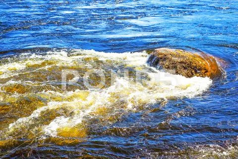 Seasonal background summer day on the stormy river Stock Photos