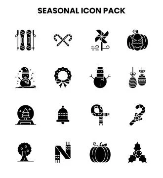 Seasonal Glyph Icons Pack イラスト素材