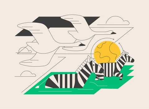 Seasonal migration abstract concept vector illustration. Stock Illustration