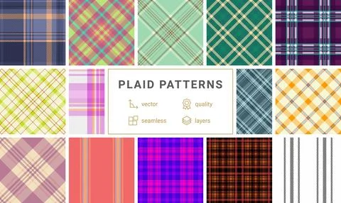 Seasonal plaid bundle designed for catalogs. Autumn tartan patterns frame pro Stock Illustration