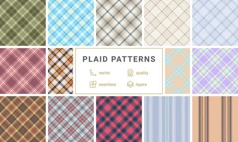 Seasonal plaid pattern pack developed for branding refresh. Holiday tartan .. Stock Illustration