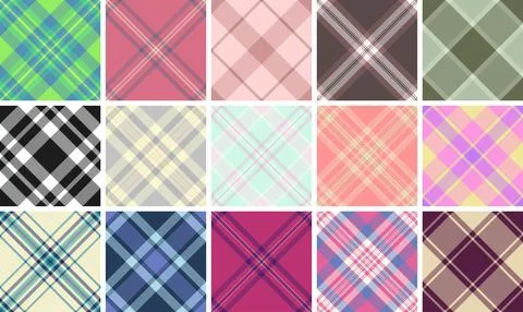 Seasonal plaid pattern pack developed for branding refresh. Holiday tartan de Stock Illustration