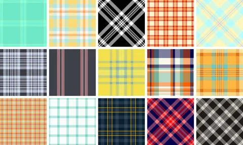 Seasonal plaid pattern pack prepared for printable products. Suitable for p.. Stock Illustration