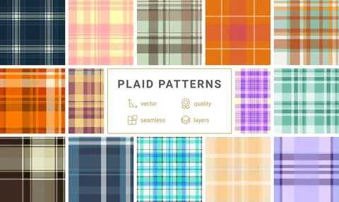 Seasonal plaid pattern set inspired by womens casual style. Suitable for dr.. Stock Illustration