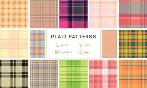 Seasonal plaid pattern set inspired by Thanksgiving atmosphere. Perfect for.. Stockillustratie