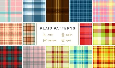 Seasonal plaid pattern set inspired by New Year atmosphere. Perfect for hol.. イラスト素材
