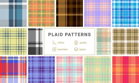 Seasonal plaid pattern set inspired by winter comfort. Suitable for clothing, 스톡 일러스트