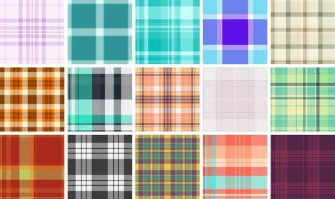 Seasonal plaid pattern set inspired by childrens fashion. Suitable for casu.. イラスト素材
