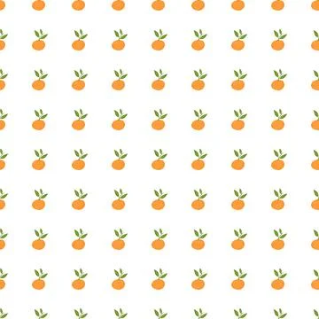 Seasonal seamless pattern with little orange mandarin ornament. Isolated citr Illustrazione stock