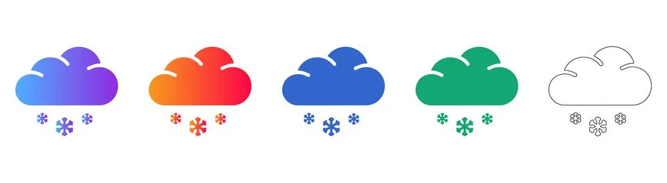 Seasonal Snowfall Cloud Graphic Element Set Stock Illustration