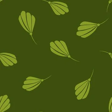 Seasonal spring seamless pattern with botanic simple bud flowers ornament. Gr Stock Illustration