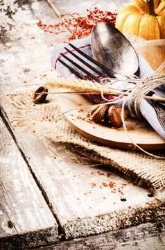 Seasonal table setting Stock Photos