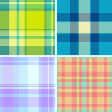 Seasonal tartan pattern pack for decor branding. Autumn plaid textures enhanc Stock Illustration