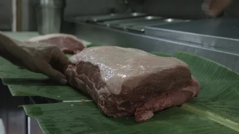 Seasoning meat Stock Footage 90642280