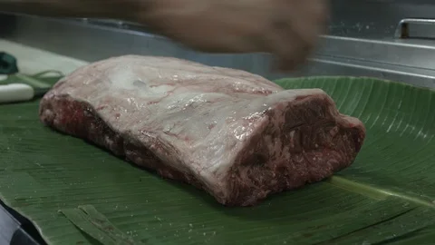 Seasoning the meat Stock Footage 90649502