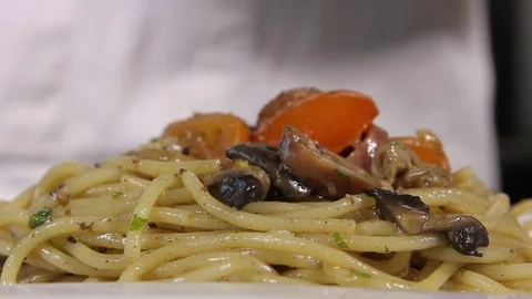 Seasoning spaghetti Stock Footage 77099786