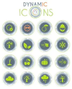 Seasons dynamic icons Stock Illustration