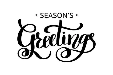 Season's Greetings brush calligraphy vector banner. Lettering black colour. Иллюстрация