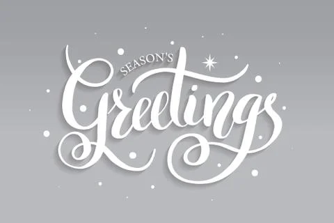 Season's Greetings brush calligraphy vector banner. Lettering winter frosty card Stockillustratie