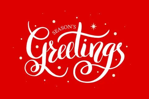 Season's Greetings brush calligraphy vector banner. Lettering winter frosty card 스톡 일러스트
