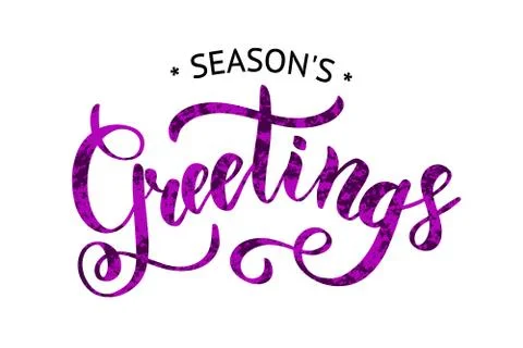 Season's Greetings brush calligraphy vector banner. Lettering winter frosty card 스톡 일러스트