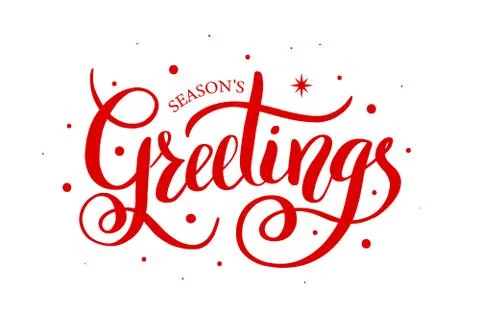 Season's Greetings brush calligraphy vector banner. Lettering winter frosty card Stock Illustration