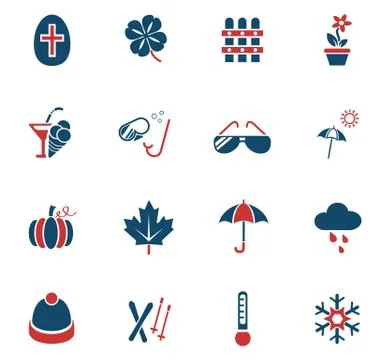 Seasons icon set Illustrazione stock