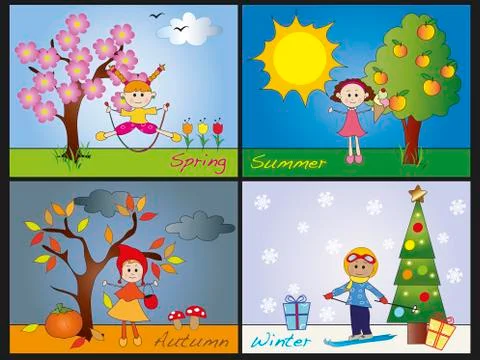 Seasons Stock Illustration