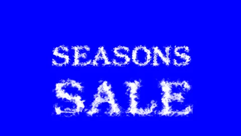 Seasons Sale cloud text effect blue isolated background Stock Footage 139637300