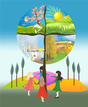 Seasons tree Stock Illustration
