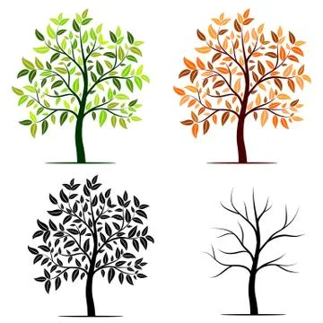 Seasons of tree vector background Stock Illustration