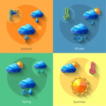 Seasons Weather Set Stock Illustration