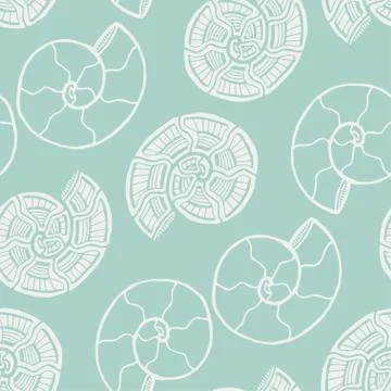 Seasshells seamless pattern. Nautical background in pastel color. Seashells p Illustrazione stock