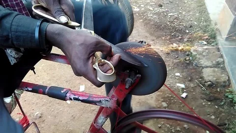 Seassor sharping with a machine Stock Footage 100861148