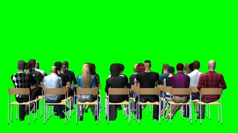 Seated Audience Back View Green Screen Animation Stock Footage