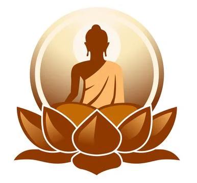 Seated Buddha meditating on a white background Stock Illustration