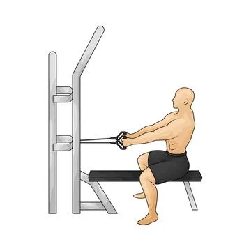 Seated cable rows illustration Stock Illustration