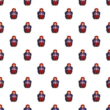 Seated child with red hair pattern design Stock Illustration