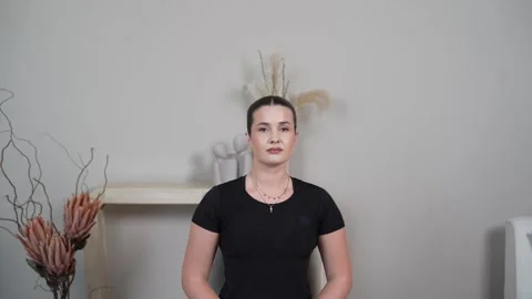 Seated Neck Cervical Retraction with Neck Elongation Stock Footage 314188512
