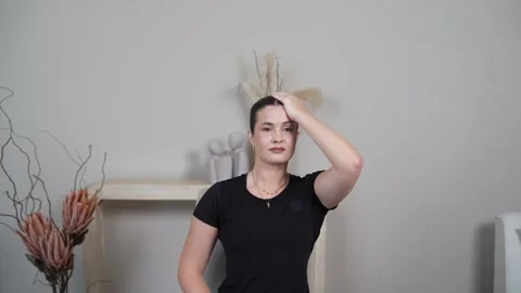 Seated Neck Isometrics Cervical Rotation Stock Footage 314188422